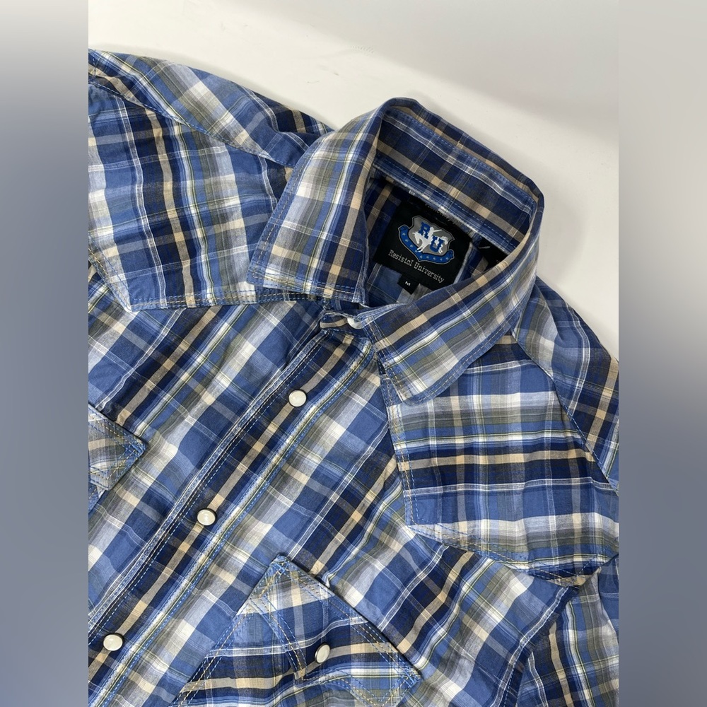 RESISTOL WESTERN SHIRT Mens Long Sleeve Pearl Snap Medium UNIVERSITY FIT GHQ5